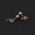 Polished golden treble clef surgical steel cartilage stud with screw ball back closure - Music Note / Gold