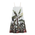 Sommerliches Maxi-Kleid mit Tropenprint, Seilträgern und weißer Basis im Boho-Stil - XS / Weiß