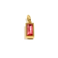 Rectangle 18K gold-plated stainless steel pendant with a vibrant red birthstone inlay - July - Ruby Red