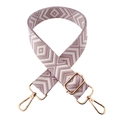 Adjustable woven bag strap with pink geometric diamond pattern and gold hardware - Gold Clasp / Light Purple