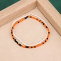 Handmade beaded bracelet set with white and orange-black patterned seed beads - Style 36-Double Black White