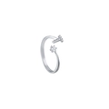 Adjustable silver ring featuring a sparkling zircon stone and micro-pave T-letter charm - Letter T