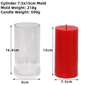 Stampo cilindrico per candele fai-da-te con misure per candela da 15x7,5cm - Cilindro 7.5x15cm