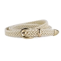 Ceinture tressée femme blanc crème avec boucle métallique dorée pour robes de mode - Beige / 108cm x 1.5cm