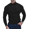 Maglia uomo nera slim fit a maniche lunghe con collo a lupetto in tessuto a maglia - XS / Nero