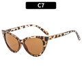 Chic cat-eye sunglasses with leopard print frames and brown lenses for women style C7 - White Speckled Tea Lens