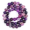 Natural purple striped agate round beads for DIY jewelry making and necklace crafting - Purple Stripe Agate / 4mm/1 Piece Approximately 90 Pieces/10g