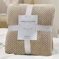 Khaki waffle weave flannel blanket folded and tied with a white decorative gift ribbon - 45x65cm Pet Blanket / Khaki