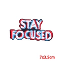 Stay Focused glitch art embroidery patch 7x3.5cm rectangular iron on badge for clothing - STAY FOCUSED Glitch