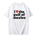Camiseta de algodón blanco con estampado I Love The Gulf Of Mexico y corazón rojo - S / Blanco