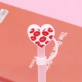 Pink heart-shaped silicone straw cover with red lip print for 10mm tumbler straws - Bagged without Straw / Pink Heart with Lips