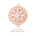 Rose gold round zircon butterfly charm connector for jewelry making, 24.5x18mm size - Rose Gold Round Large Micro-Pave (L0655-C)