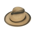 Dettaglio di cappello Panama in paglia kaki con sfumatura nera e bordo rinforzato rifinito - Taglia unica / Nero Cachi