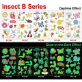 Luminous cartoon insect tattoo stickers for kids showing day and night glowing effects - Luminous Insect Series B