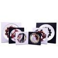 PE film floating display box in black and white for jewelry and bracelet storage - White Inner Circle; 9*9*2