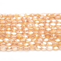 Close-up of gold-edged faceted glass crystal beads for DIY handmade jewelry crafts - 6*8mm (Approx 36pcs/strand) / Amber Gold