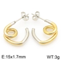 Spiral twisted stainless steel hoop earrings in mixed gold and silver two-tone finish - Spiral Shape (KE112170-WGJD)