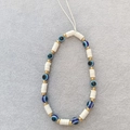 Beaded phone lanyard with white heishi beads and blue evil eye charms in gold finish - Evil Eye White