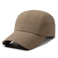 Gorra deportiva de color caqui de secado rápido con tejido ripstop transpirable de exterior - Ajustable / café