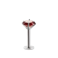 Silver titanium piercing stud with a round cut red zircon stone and flat back base - Silver Base Red Zirconia (576-5#)