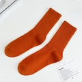 Vibrant orange cotton crew socks featuring wide rib knit design on a white background - One Size / Retro Orange