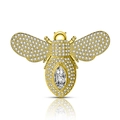 Golden honey bee brooch with marquise crystal and micro-paved sparkling cubic zirconia - Gold Marquise Zircon Bee (K1151-GO)