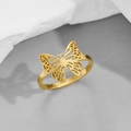 Bague papillon dorée minimaliste avec anneau ajustable et design d'insecte évidé - Doré