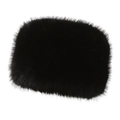 Faux fox fur winter trapper hat in black color with plush thermal lining for women - One Size / Black