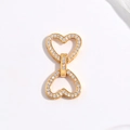 Cierre de corazón dorado con circonitas para collares de perlas y creación de joyas DIY - Pequeño / Dorado