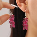 Pink ribbon breast cancer awareness drop earrings with HOPE leopard print design - HOPE Letter Style (4994)