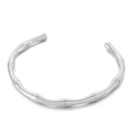 Brazalete abierto minimalista de acero inoxidable plateado con diseño de nudo de bambú - Color Acero (KB153694-KLX)