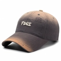 Vintage washed baseball cap in gradient grey-brown with FBQE embroidery and distressed detail - Adjustable / Gray
