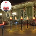 Juego de 5 luces solares de jardín Papá Noel con LED para decoración de exteriores - Papá Noel con Gorro Puntiagudo Solar (5 en 1 Blanco Cálido)