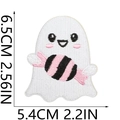 Detailansicht eines Geister-Stickereipflickens mit Maßen 6,5 cm x 5,4 cm für Halloween - Nr.1 (Groß)