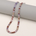 Silver necklace variant with vibrant rectangular colorful zircon stones and 18K plating - Steel-Colorful Necklace