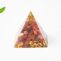 3cm natural crystal resin pyramid with orange gravel and gold foil flakes - 3cm / Red Agate