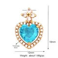 Hemelsblauwe hartvormige hanger met zirkonia micro-pave en gouden afwerking - Blauw Hart