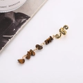 Detailed view of snake design gold ear cuff with tiger eye stone beaded tassels - Short Style / Coffee Short