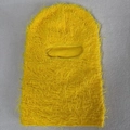 Detailed close-up of yellow plush balaclava mask showing soft texture and single hole design - One Size / Yellow