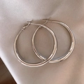 Minimalist large silver circle hoop earrings with polished metallic finish for women - 10# Silver-Large