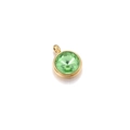 10mm golden stainless steel pendant featuring a faceted green birthstone crystal - Green