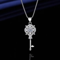 Elegant silver-plated key pendant necklace with sparkling cubic zirconia on a box chain - Xl-155 [comes With Box And Chain]