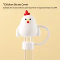 White chick silicone straw cover for 9-11mm straws, reusable cartoon dust protector - Chick (For 10mm Straws)