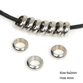 Silver stainless steel spacer beads 6x2mm with 4mm hole for DIY jewelry making - 6x2mm (Hole 4mm) 50 Pieces