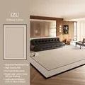Waterproof vintage beige carpet with black border made of high-density Farman fleece - Izu