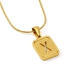 Golden 18K stainless steel snake chain necklace with hollow letter X sandblasted pendant - Letter X