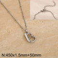 Polished titanium steel necklace featuring a bold letter B pendant and beaded chain - Silver Letter B (KN287049-Z)