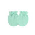 Mint green newborn baby mittens with elastic wrist cuffs made of soft cotton fabric - Bean Green (Elastic Anti-Scratch Mittens)