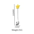 Stainless steel coffee spoon with yellow star charm, 150mm length spec dimensions - Silver Spoon - Star