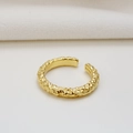 Minimalist S925 sterling silver open ring in gold finish with unique lava texture - Open Size 14 (Adjustable 12-17) / 18K Gold
